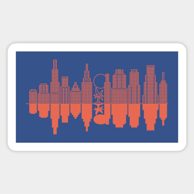 A city skyline + a tree - Red Version Sticker by TomiAx